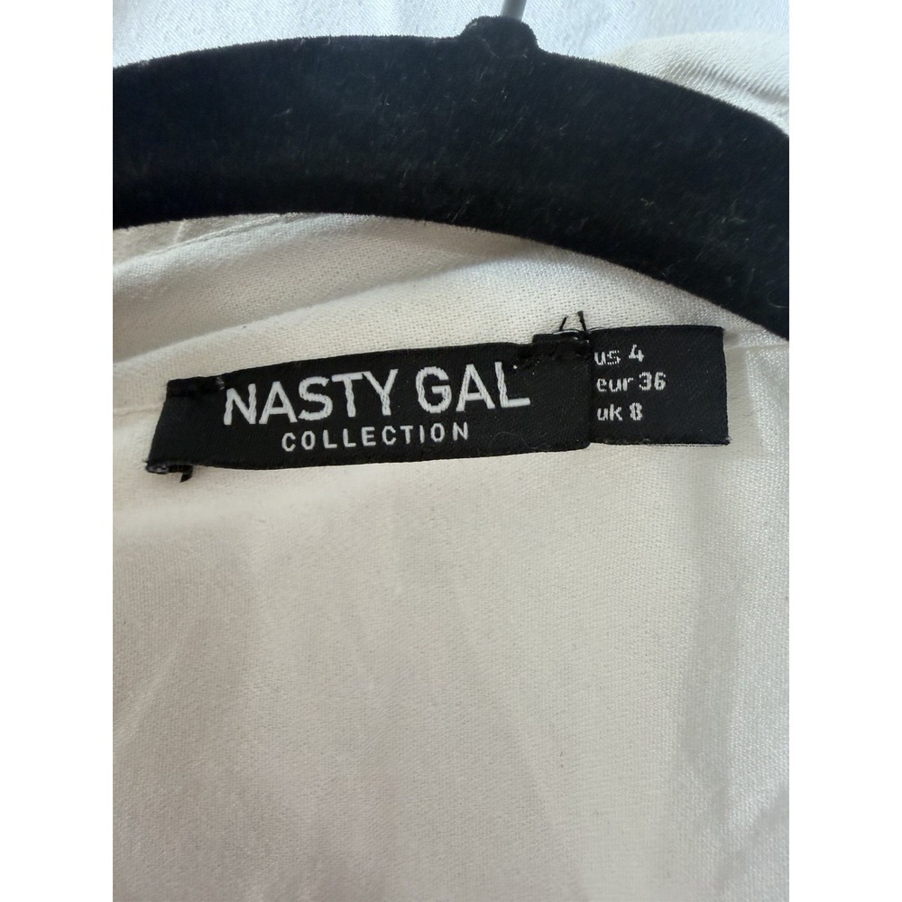 Nasty Gal Collection White Twist Front Shirt Dress Women's US 4 UK 8 - Picture 6 of 8